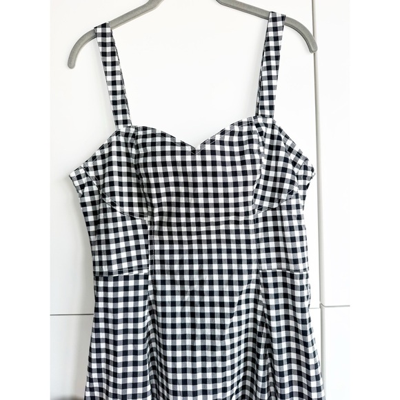 Avec Les Filles Black and White Gingham Midi Dress Size 10 Vintage Inspo Retro - Picture 4 of 11